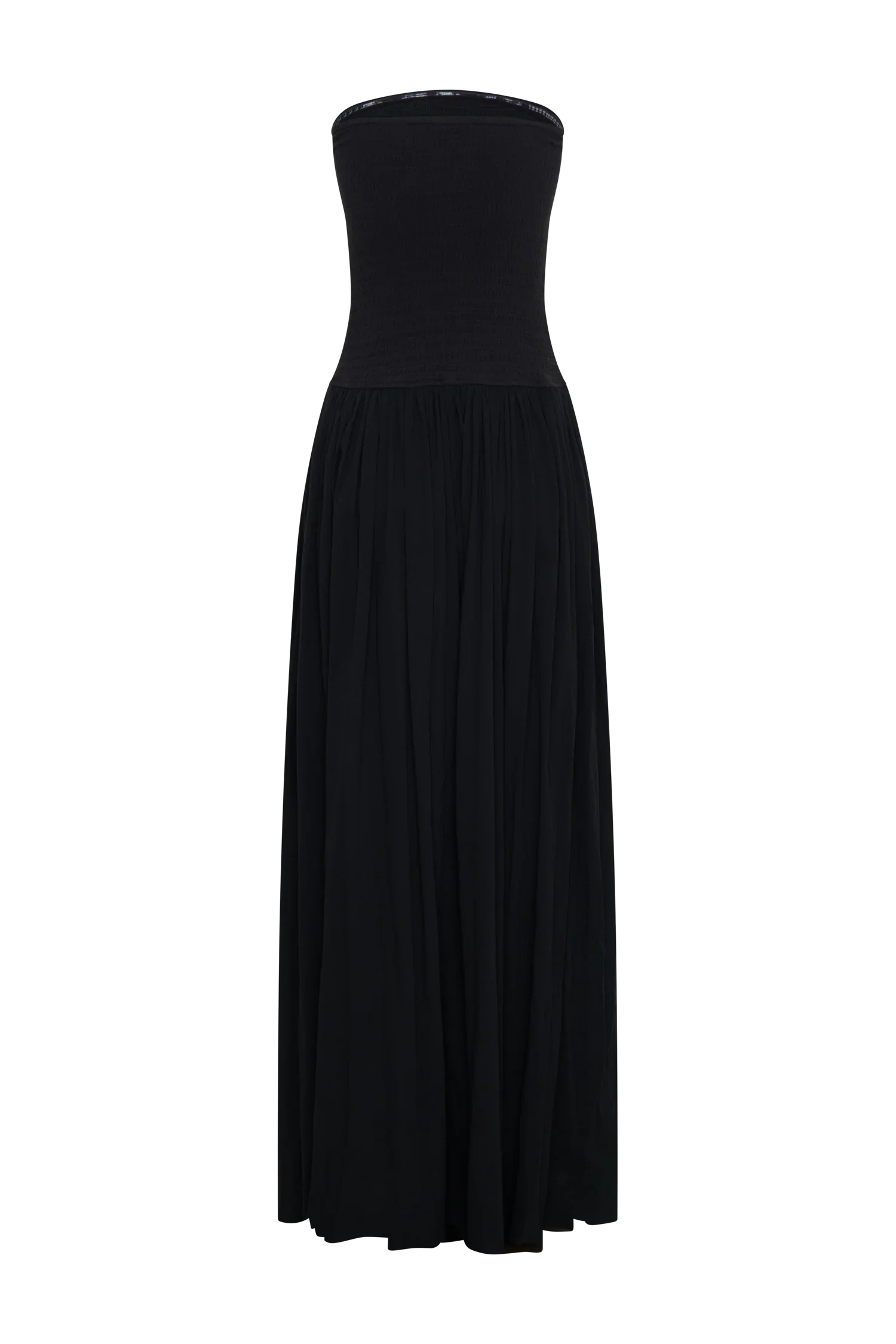 Maureen Cotton Shirring Maxi Dress Black