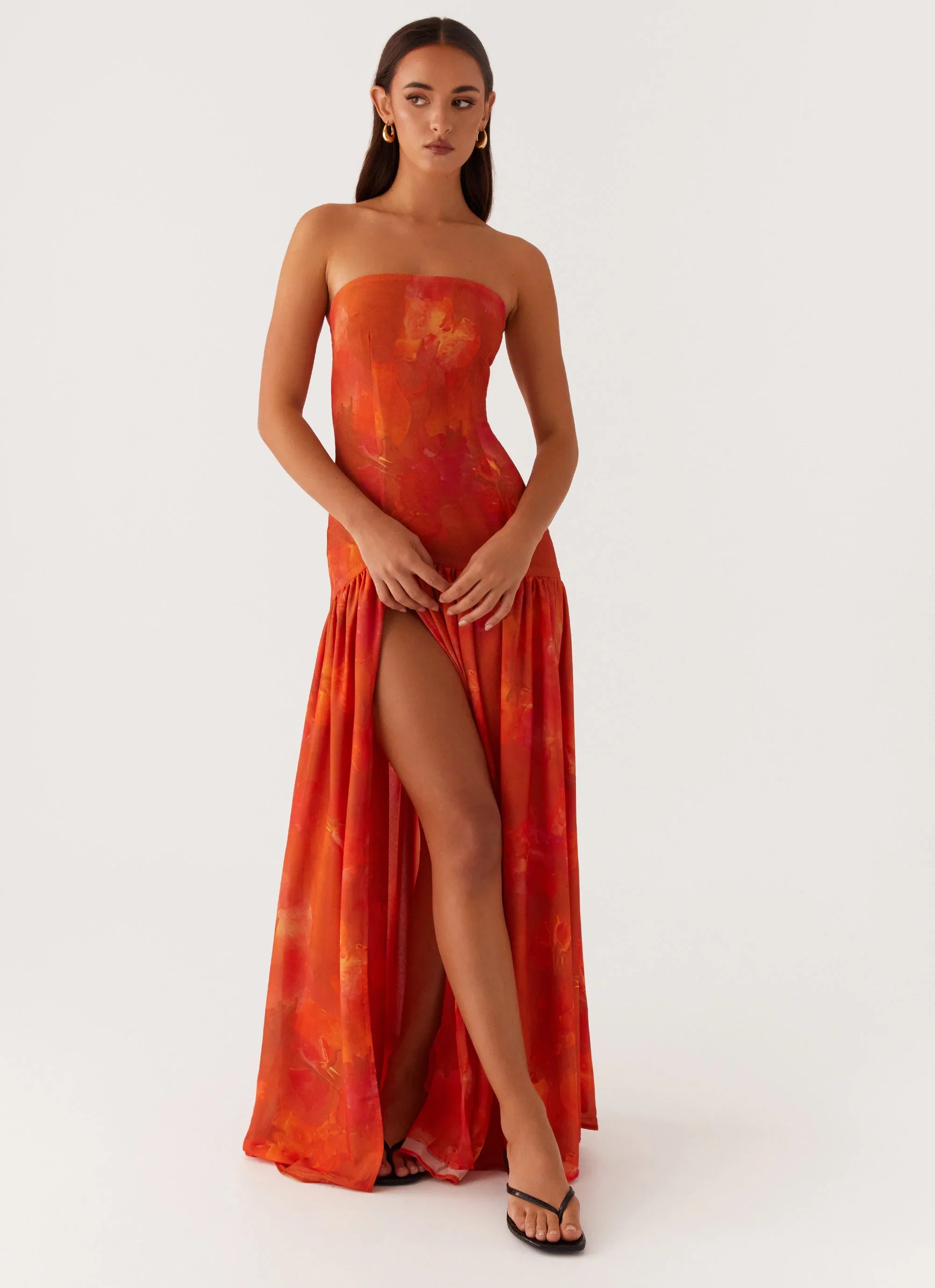 Eden Strapless Maxi Dress Amber