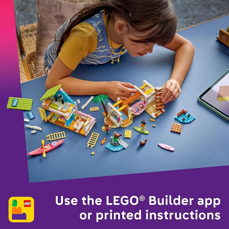 LEGO Friends Beach House with Seals Building Toy for Girls Boys Pretend Play Set for Kids Ages 7 W 3 Minidolls 2 Toy Animals Accessories Gift Idea for Birthdays 42699