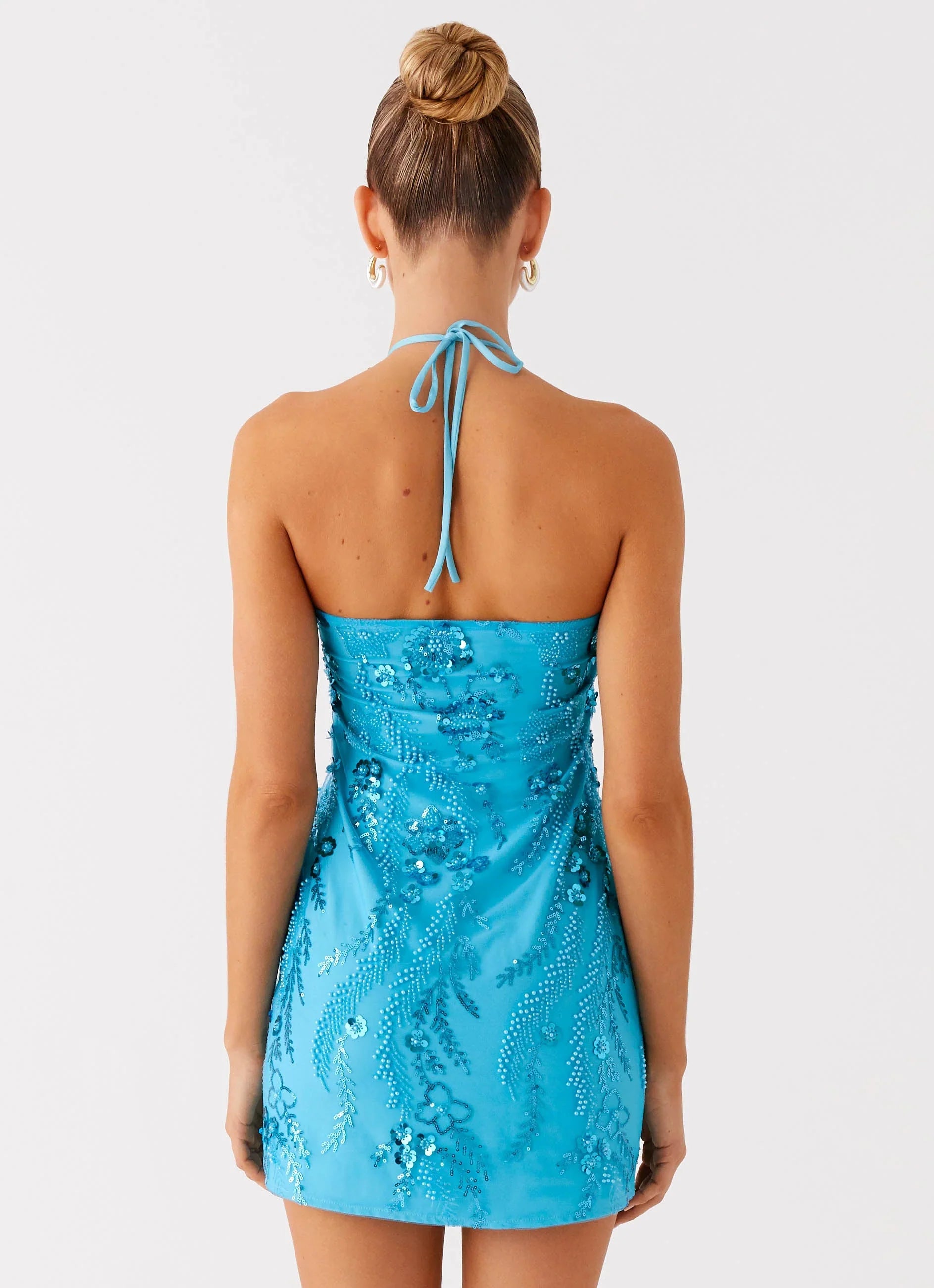 Bebe Beaded Mini Dress Royal Blue