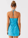 Bebe Beaded Mini Dress Royal Blue