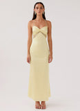 Dream Sight Lace Satin Maxi Dress Lemon
