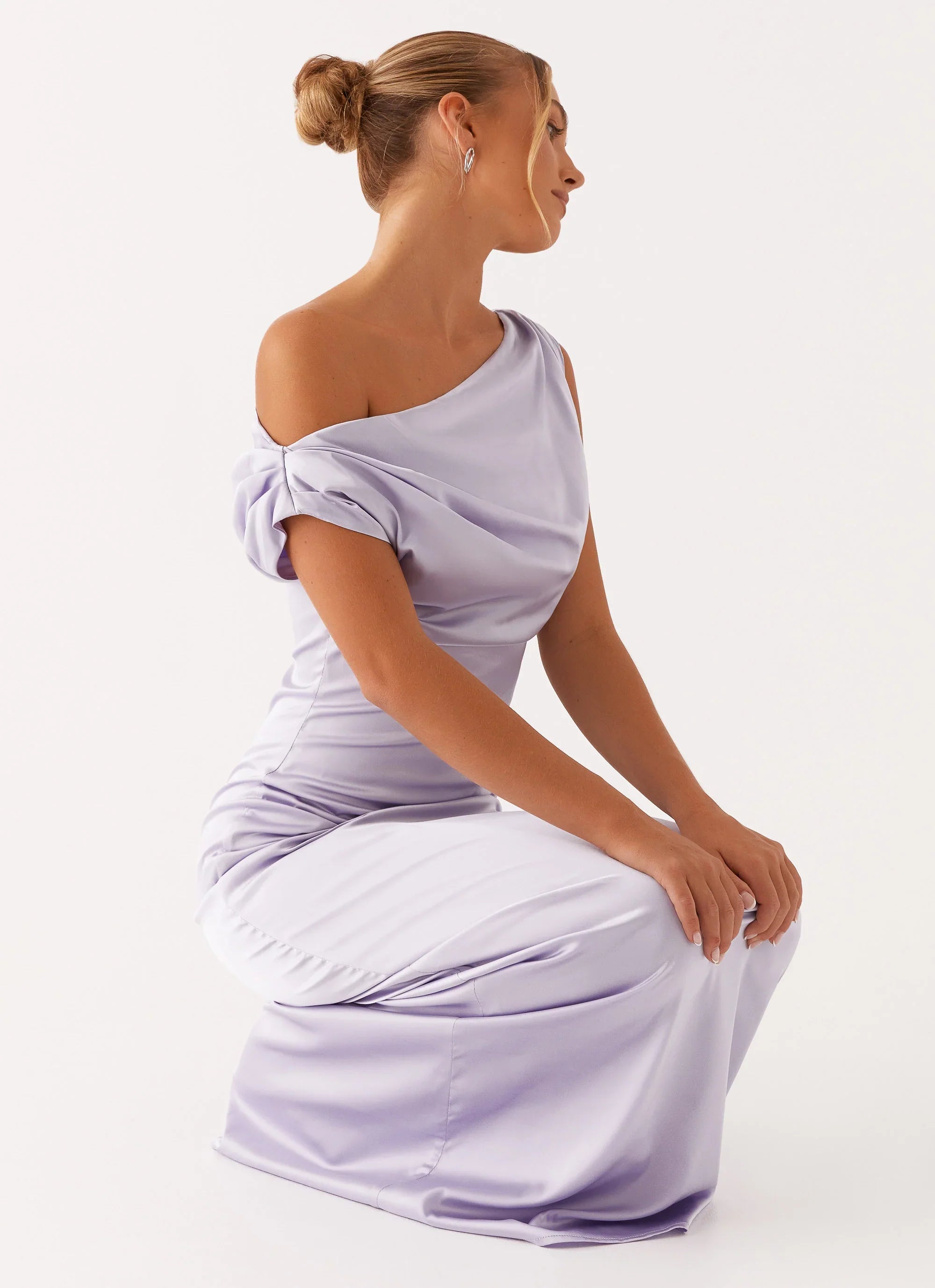 Heart Of Glass Satin Maxi Dress Lilac