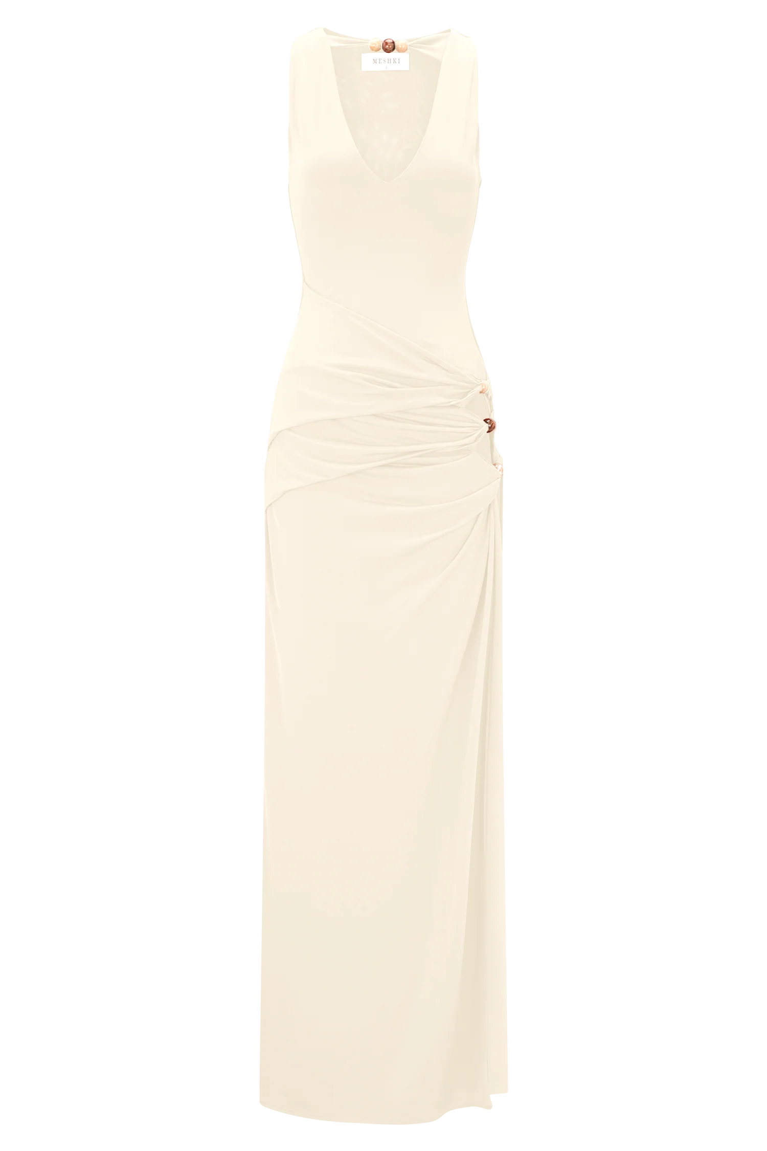 Kaiden Slinky Beaded Maxi Dress Ivory