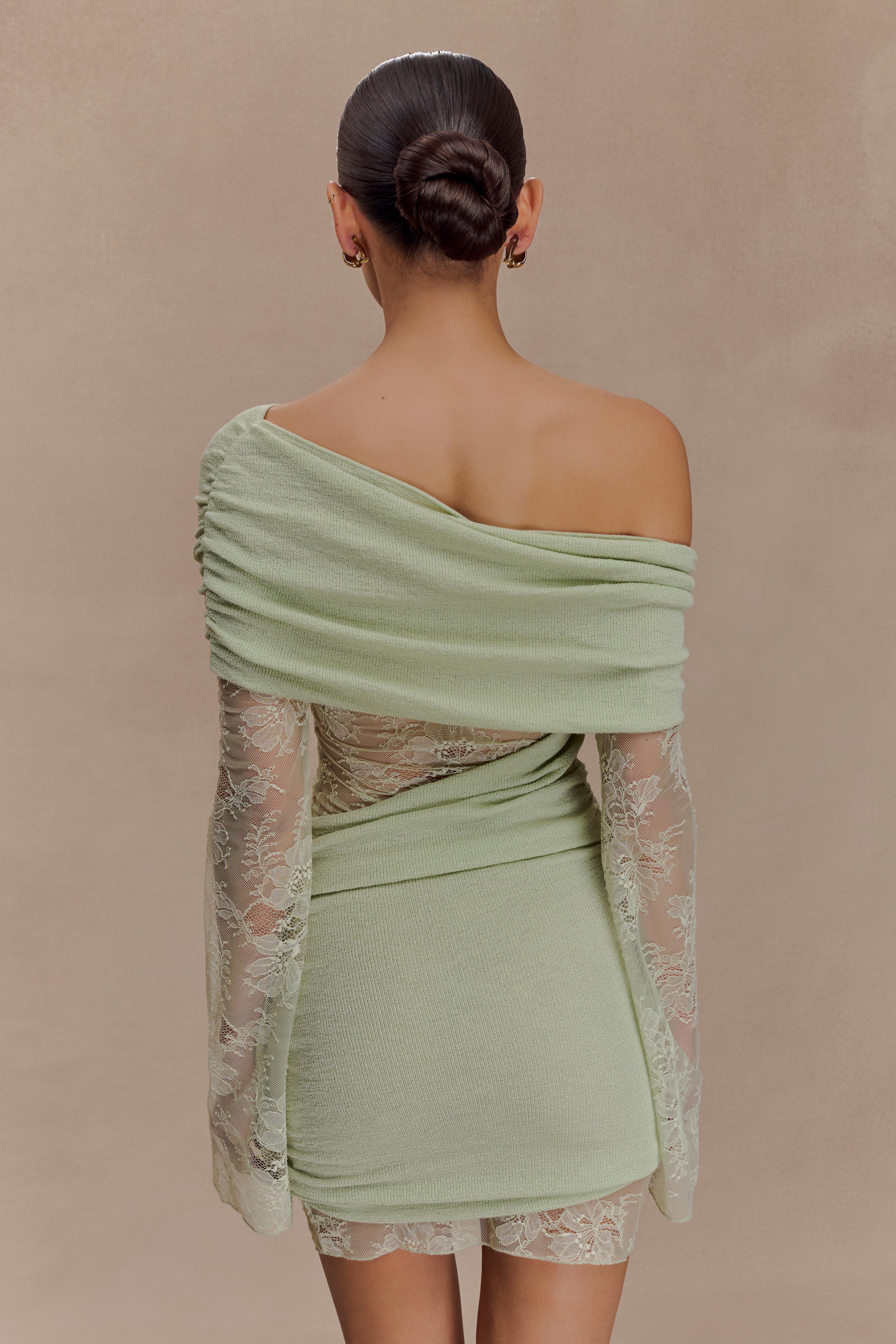 Luxie Lace Knit Mini Dress Pastel Green