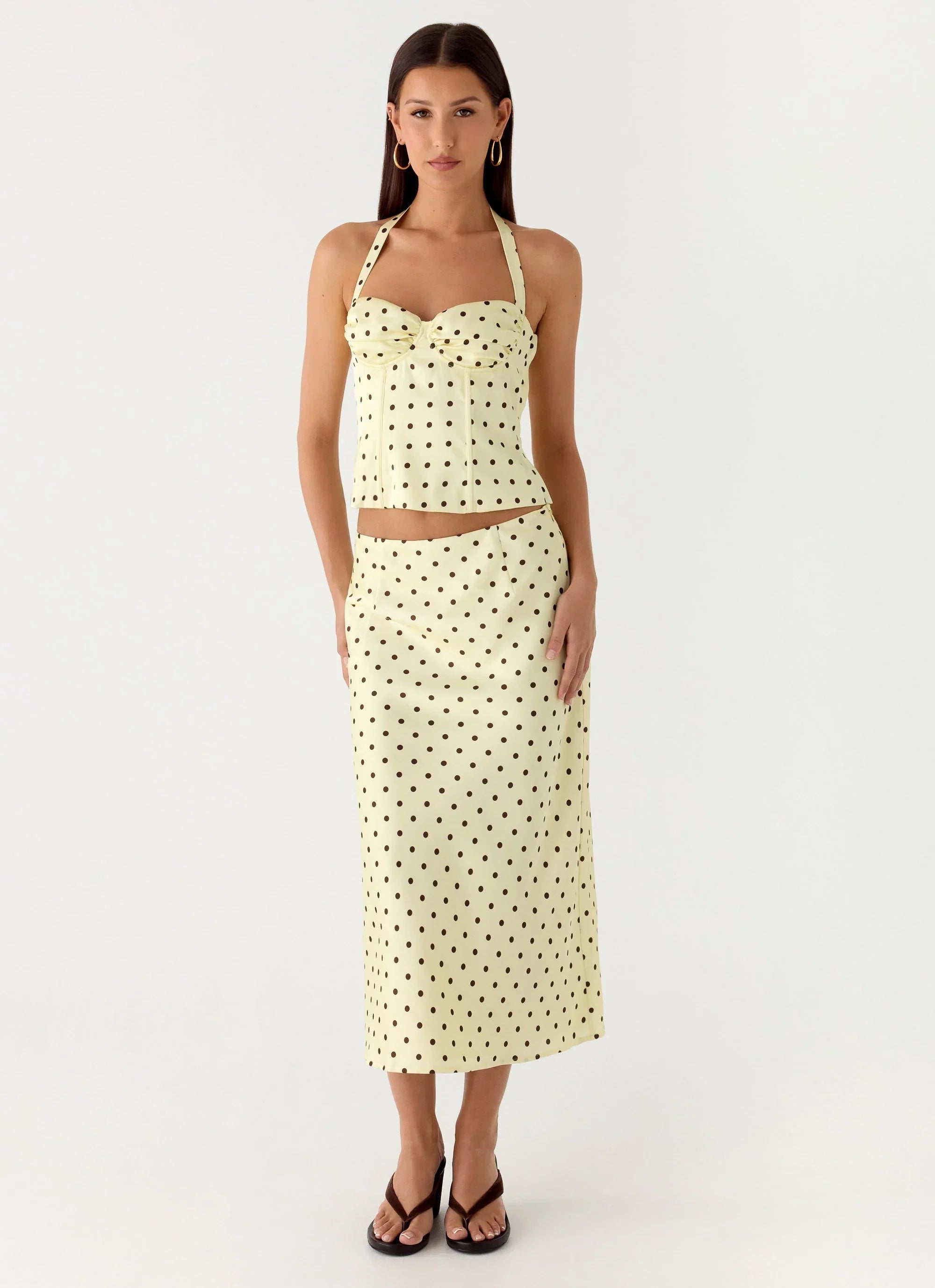 Breanne Midi Skirt Yellow Polka Dot