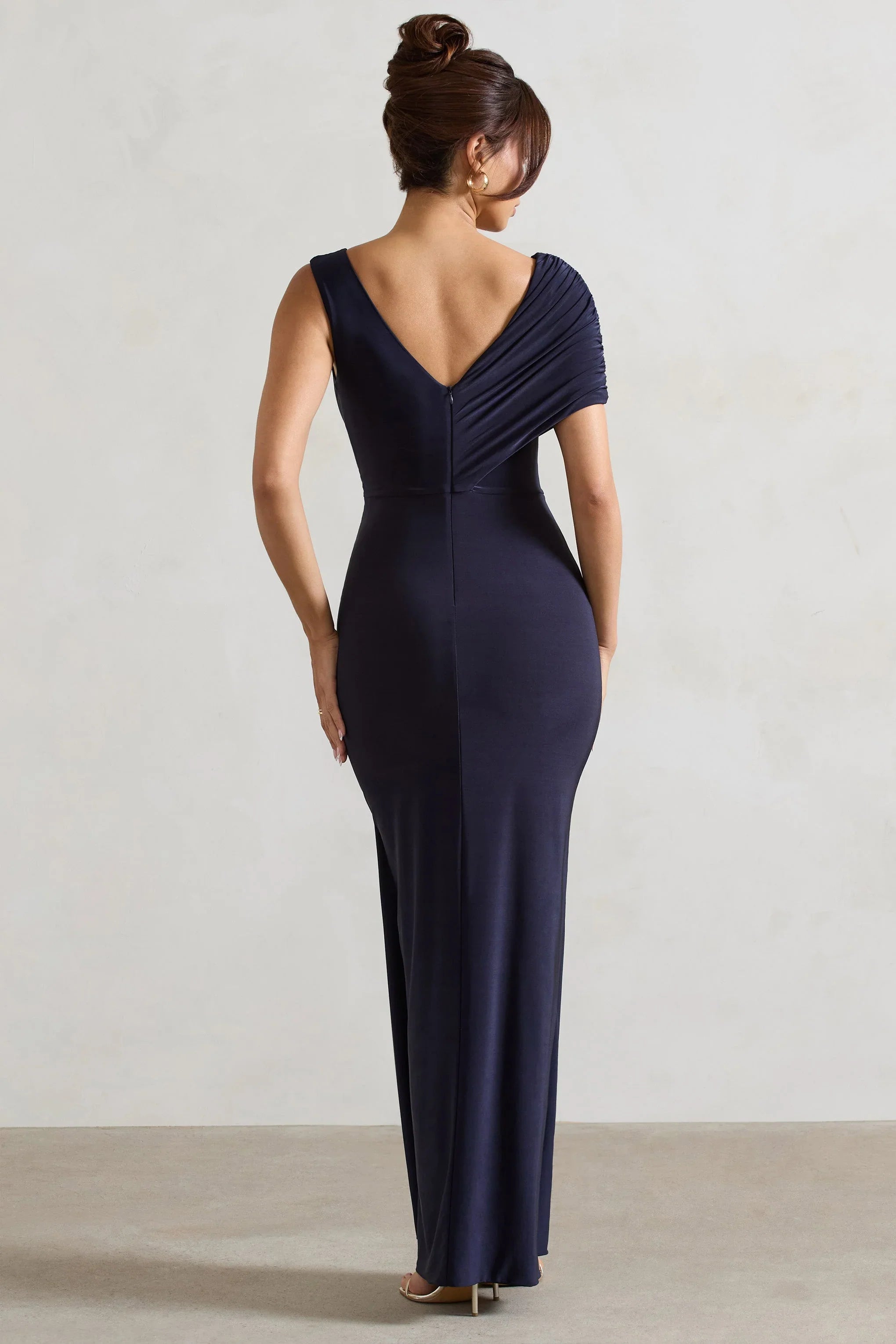 Capella Navy Asymmetric Wrap Maxi Dress