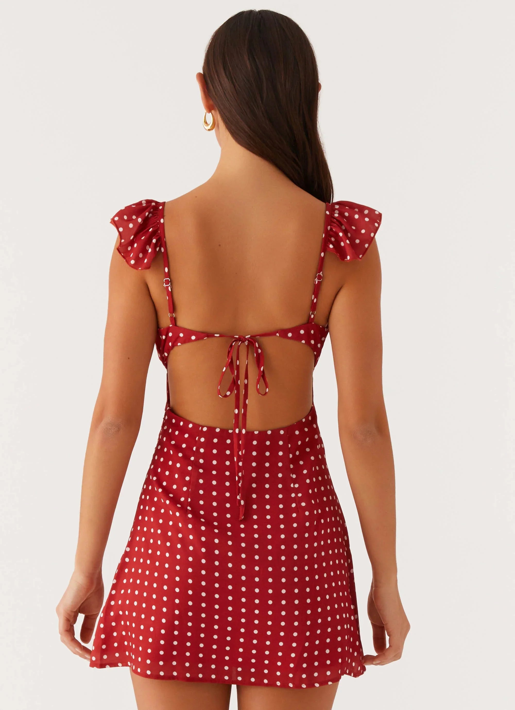 Adrina Ruffle Mini Dress Red Polka Dot