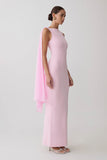 Farid Bandage Midi Dress With Chiffon Baby Pink