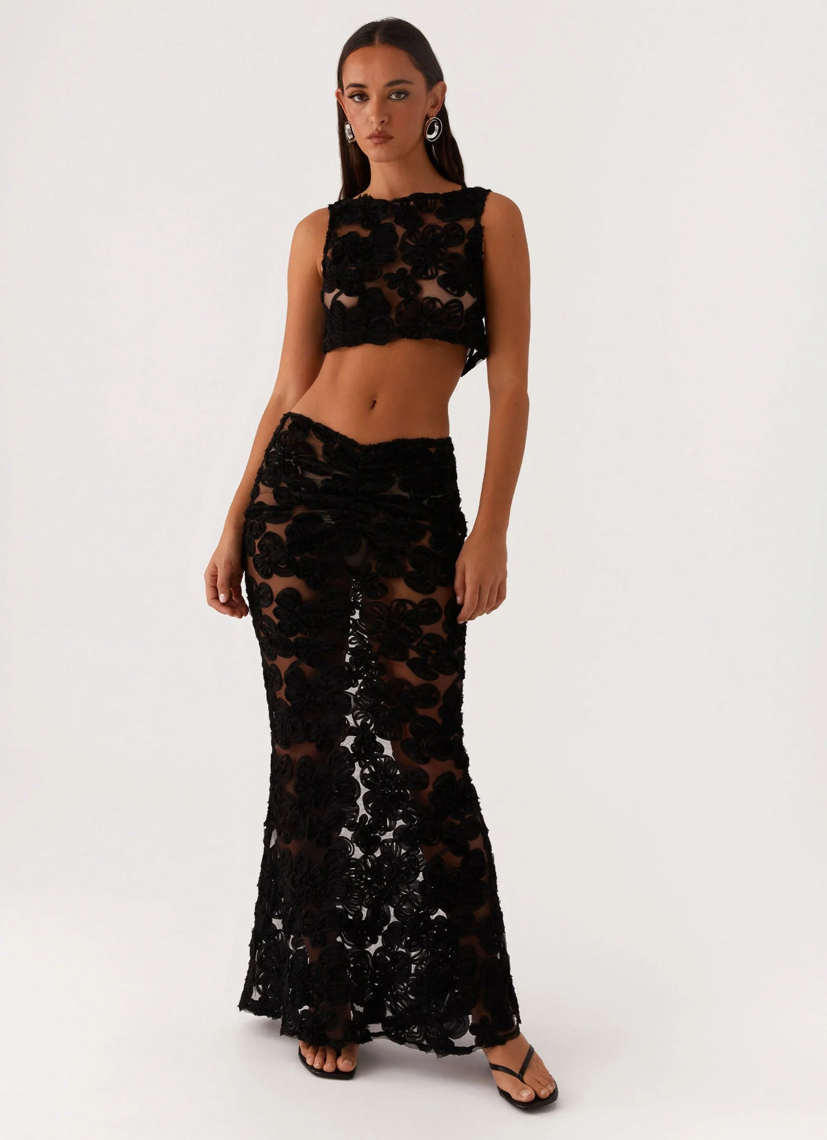 Fiorella Floret Maxi Skirt Black