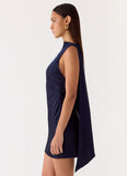 Cerina High Neck Mini Dress Navy