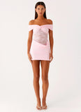 Either Way Off Shoulder Mini Dress Baby Pink