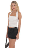 Low Rise Denim Mini Skirt in Black