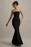 Angela Black Bandeau Fishtail Maxi Dress