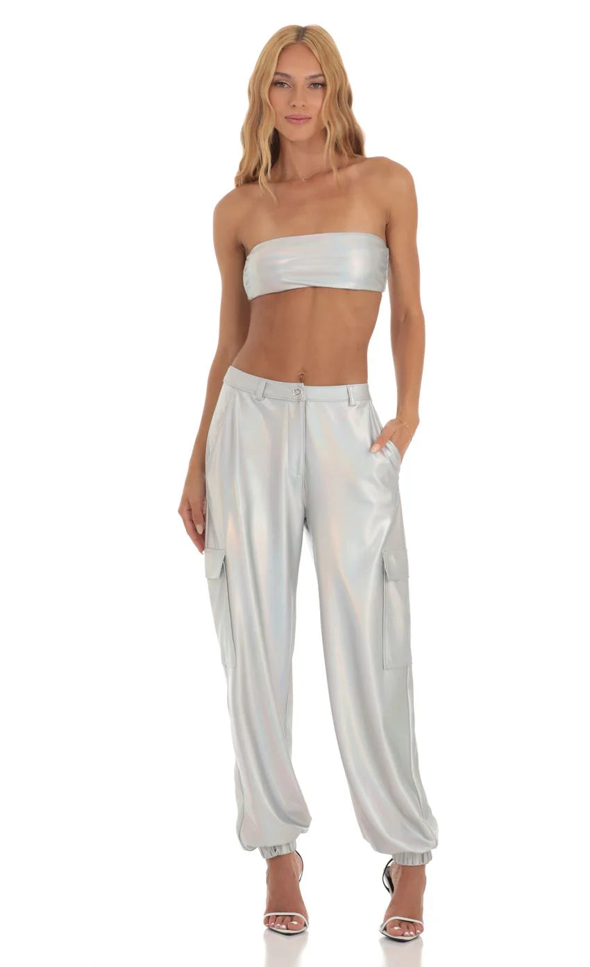 Holographic Pants in Silver