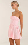 Glinda Crepe Corset Dress in Pink
