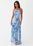 Solaris Strapless Maxi Dress Blue Floral