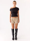 Jeremy Faux Suede Shorts Cream
