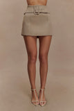Hayes Faux Suede Belted Mini Skirt Sand
