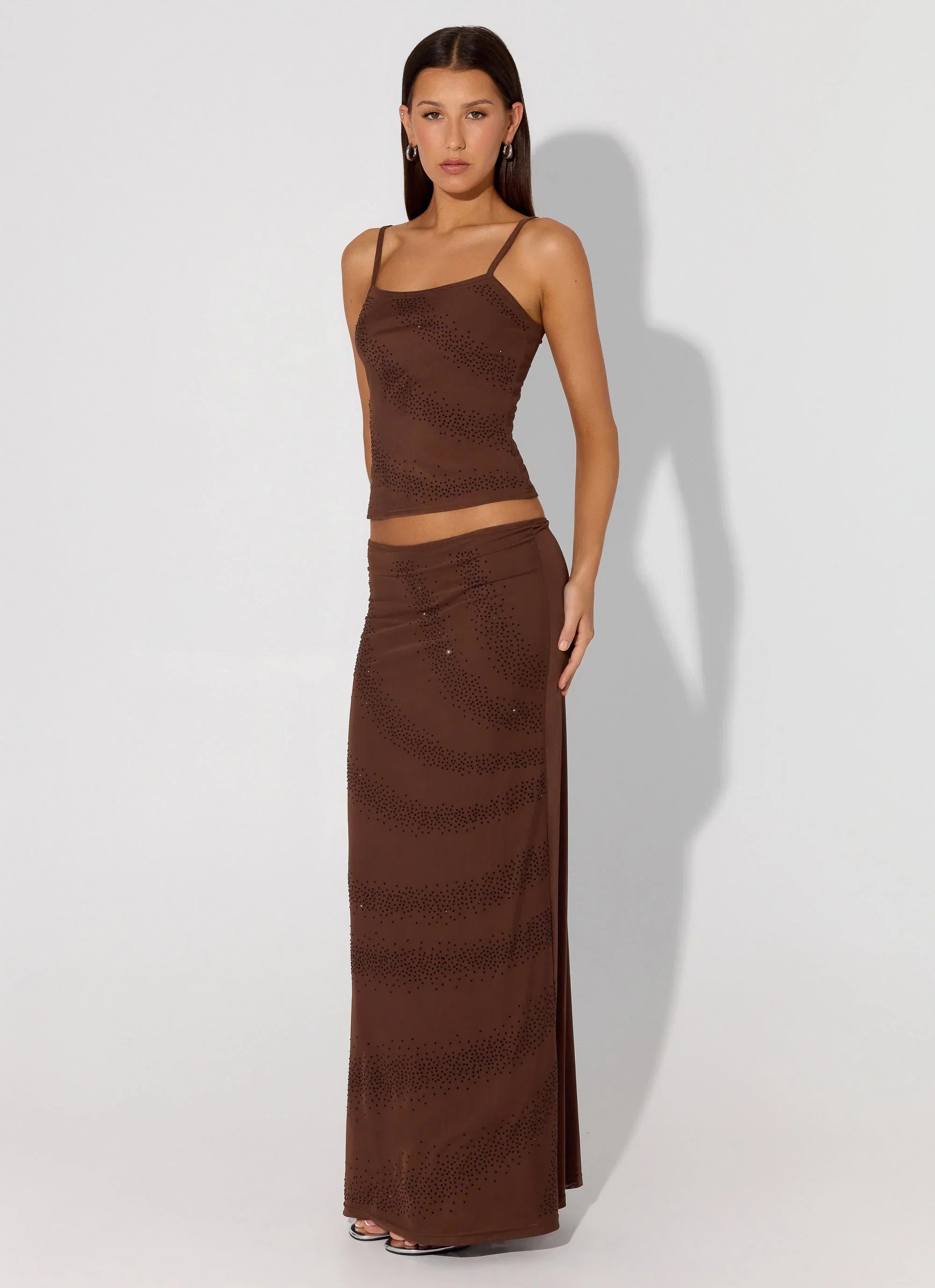 Sweet Sky Beaded Top Chocolate
