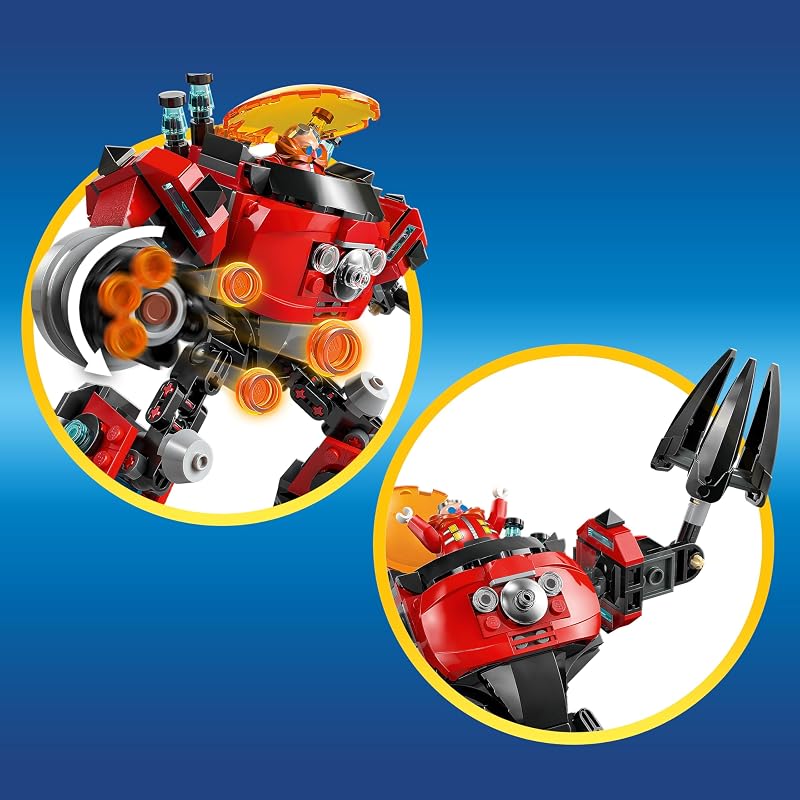 LEGO Sonic the Hedgehog Knuckles vs Dr Eggman Egg Crusher Mech Building Toy Pretend Play Building Blocks W 2 Minifigures for Kids Ages 8 Gift Idea for Boys Girls Any Gaming Fans 77005