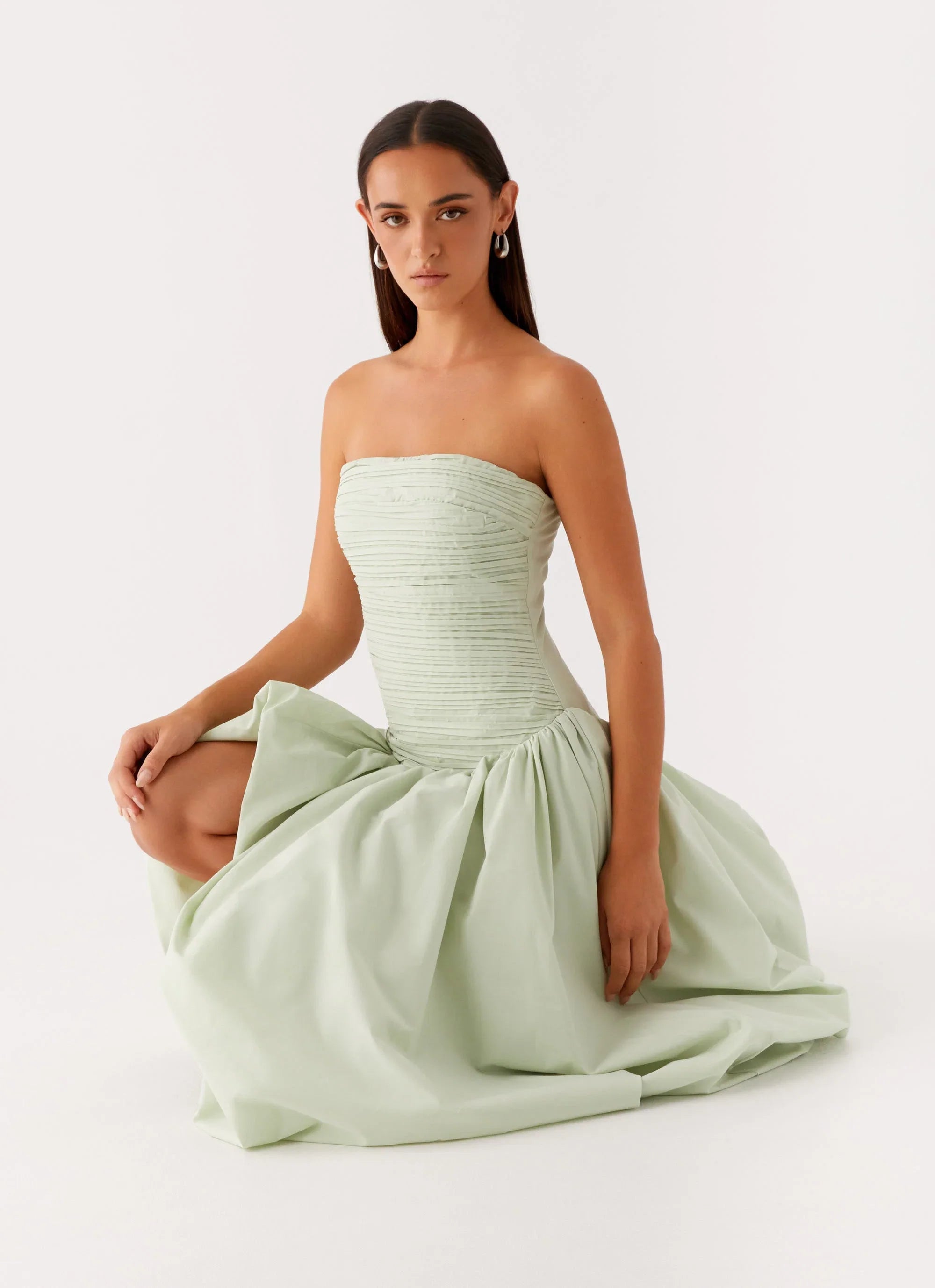 Misa Bubble Maxi Dress Mint