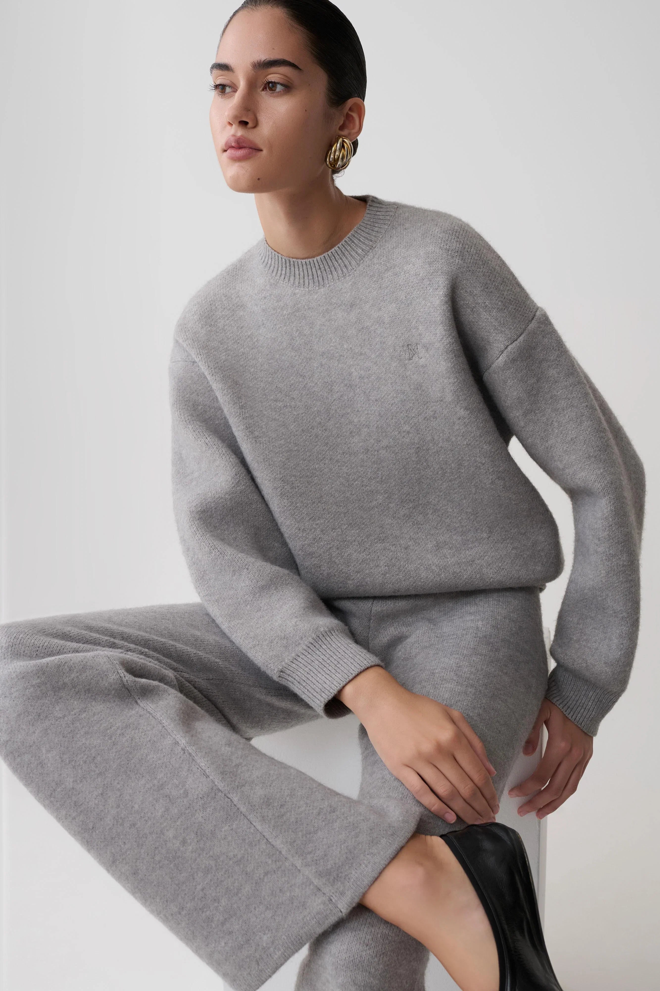Lulu Oversized Knit Jumper Grey Marle
