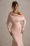 Lou Pink One Shoulder Asymmetric Maxi Dress