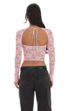Lace Long Sleeve Top in Pink