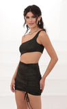 One shoulder Ruched Cutout Dress in Black Gold