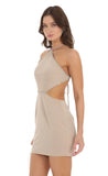 Rhinestone Halter Cutout Dress in Nude