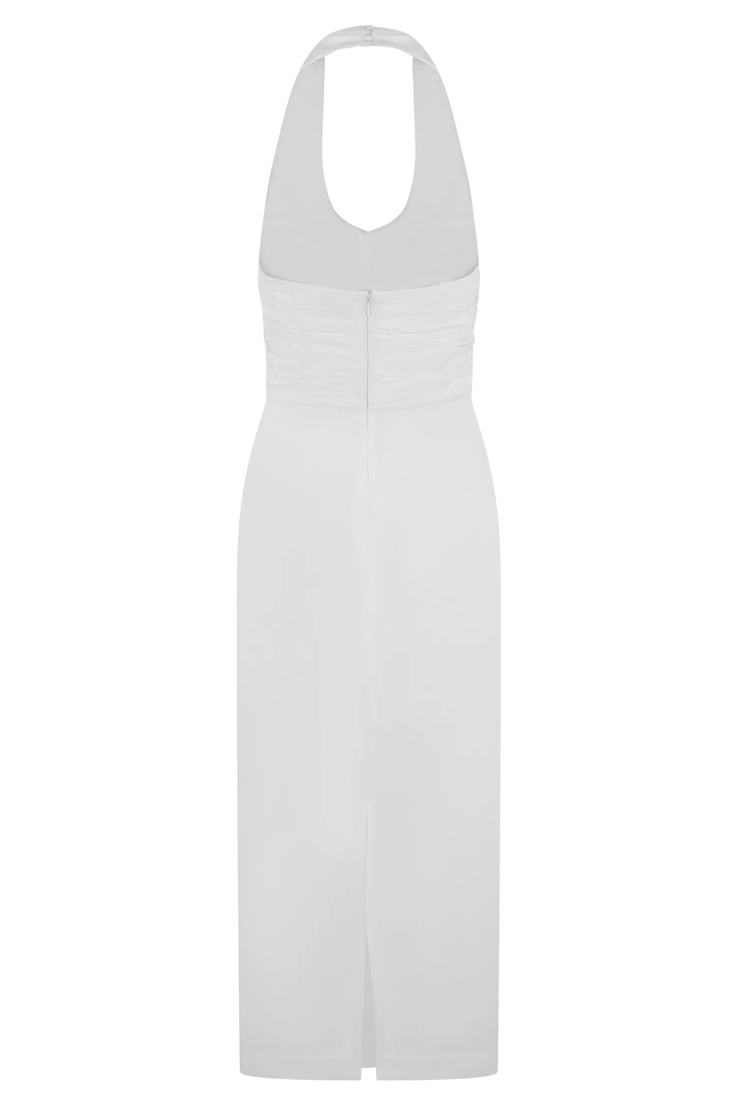 Daniela Ruched Halter Midi Dress White