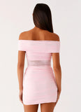 Either Way Off Shoulder Mini Dress Baby Pink