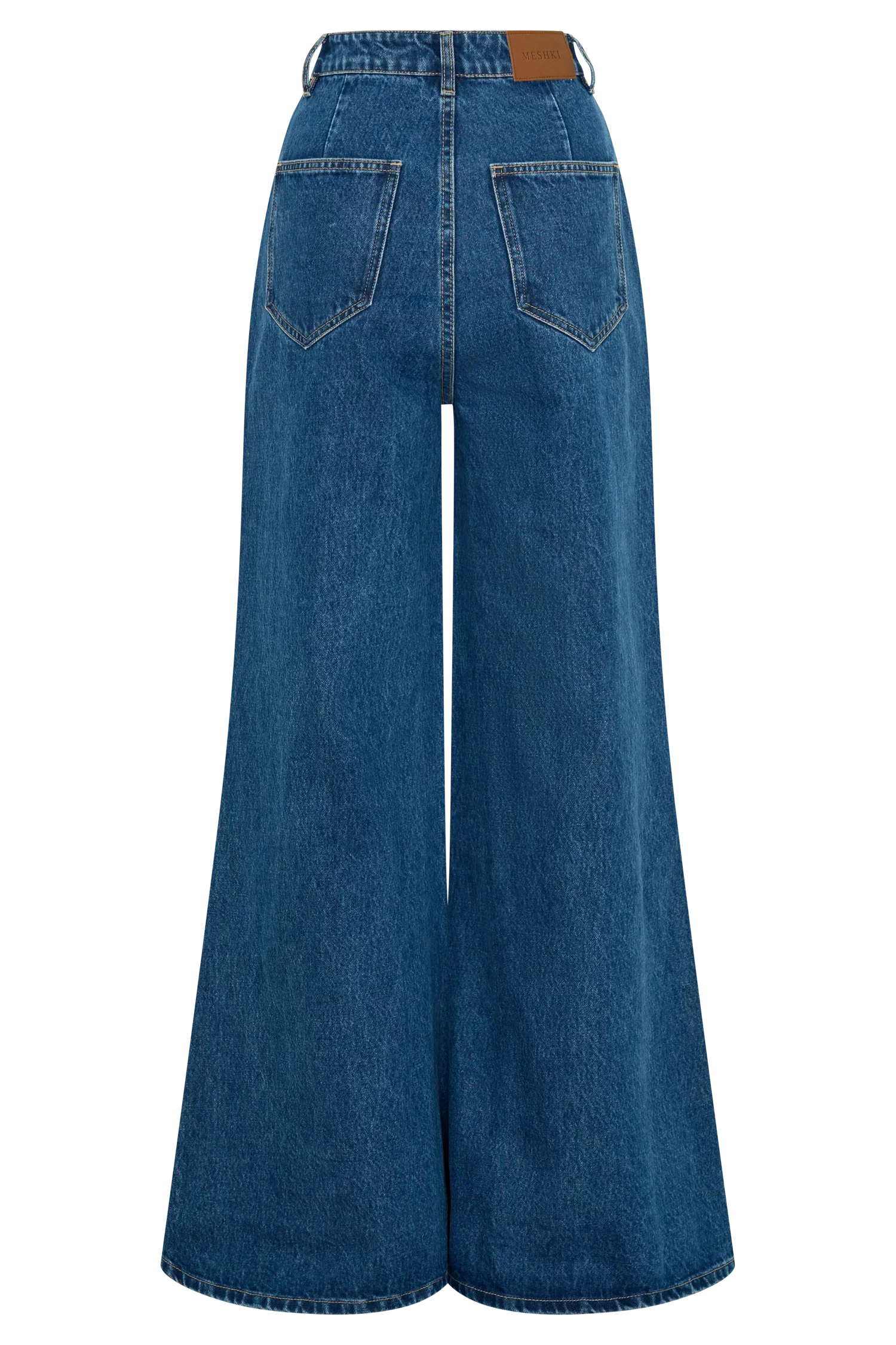 Jen Wide Leg Flare Denim Jeans Dark Blue