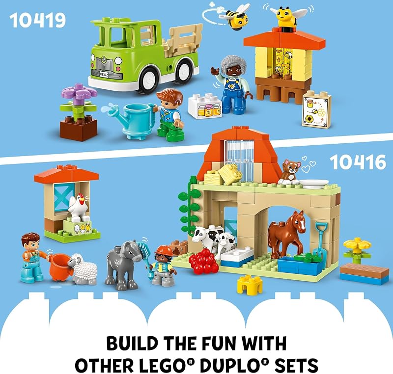 LEGO DUPLO Town Caring for Bees Beehives Preschool Kids Learning Toy 2 Figures and a Drivable Truck STEM Toy Build and Rebuild Educational Set for Toddlers Ages 2 Years Old and Up 10419