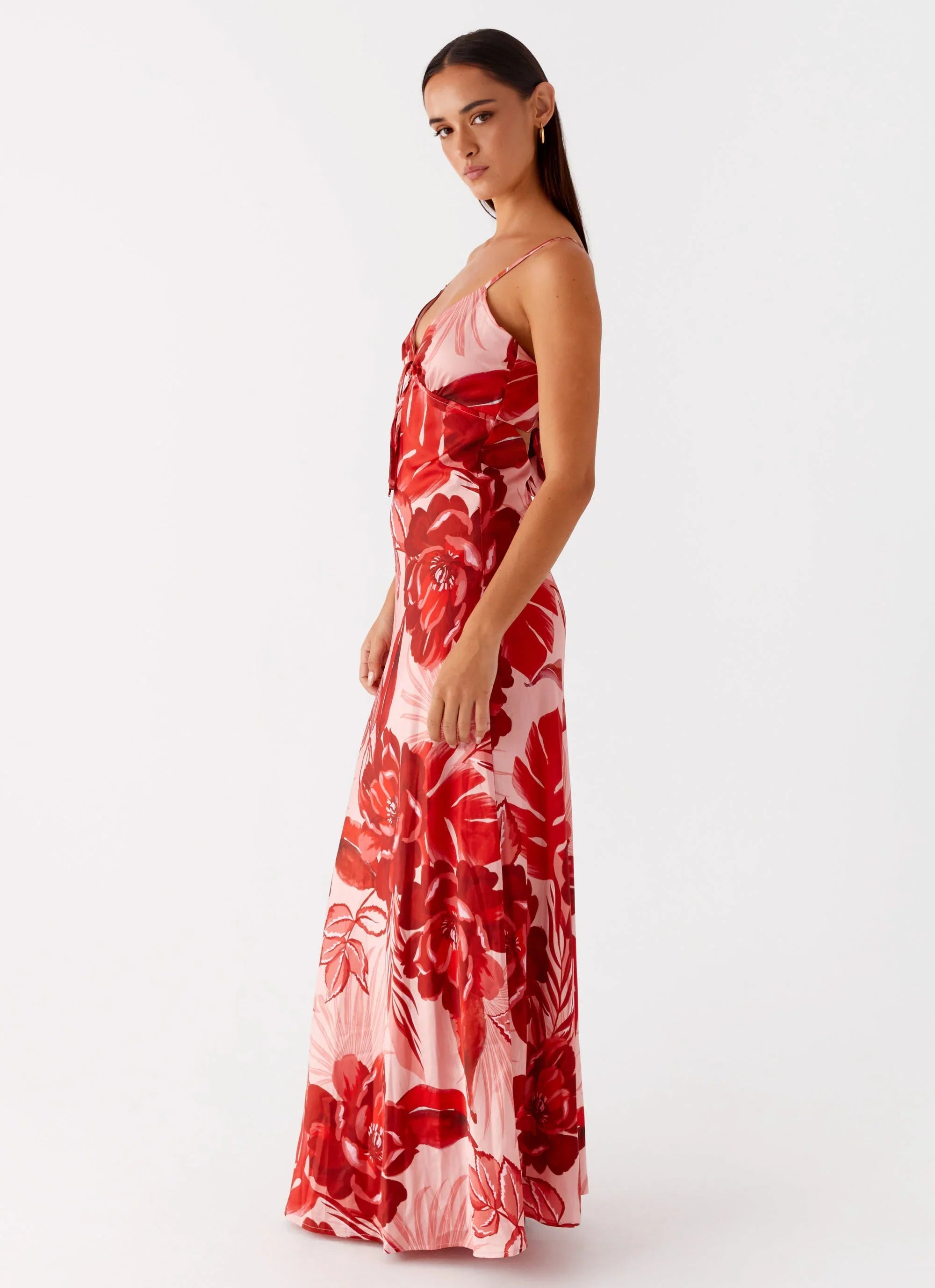 Flora Satin Maxi Dress Sicily Sunsets Print