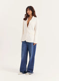 Cream Satin Tailored Blazer