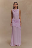 Daria Draped Chiffon Maxi Dress Light Lilac