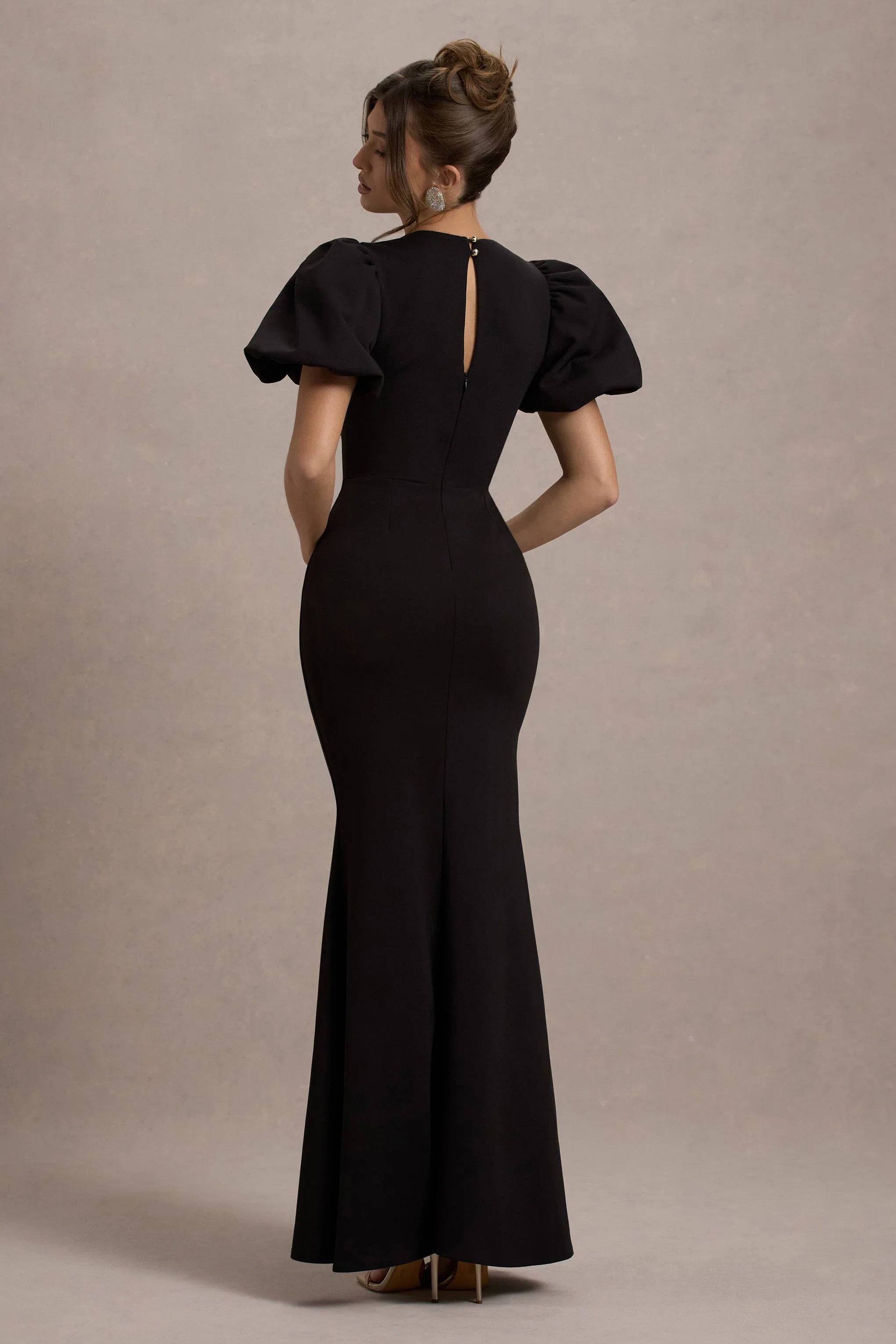 Love Letters Black Puff Sleeve Maxi Dress