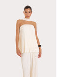 Cream Plisse Scarf Detail Bandeau Top