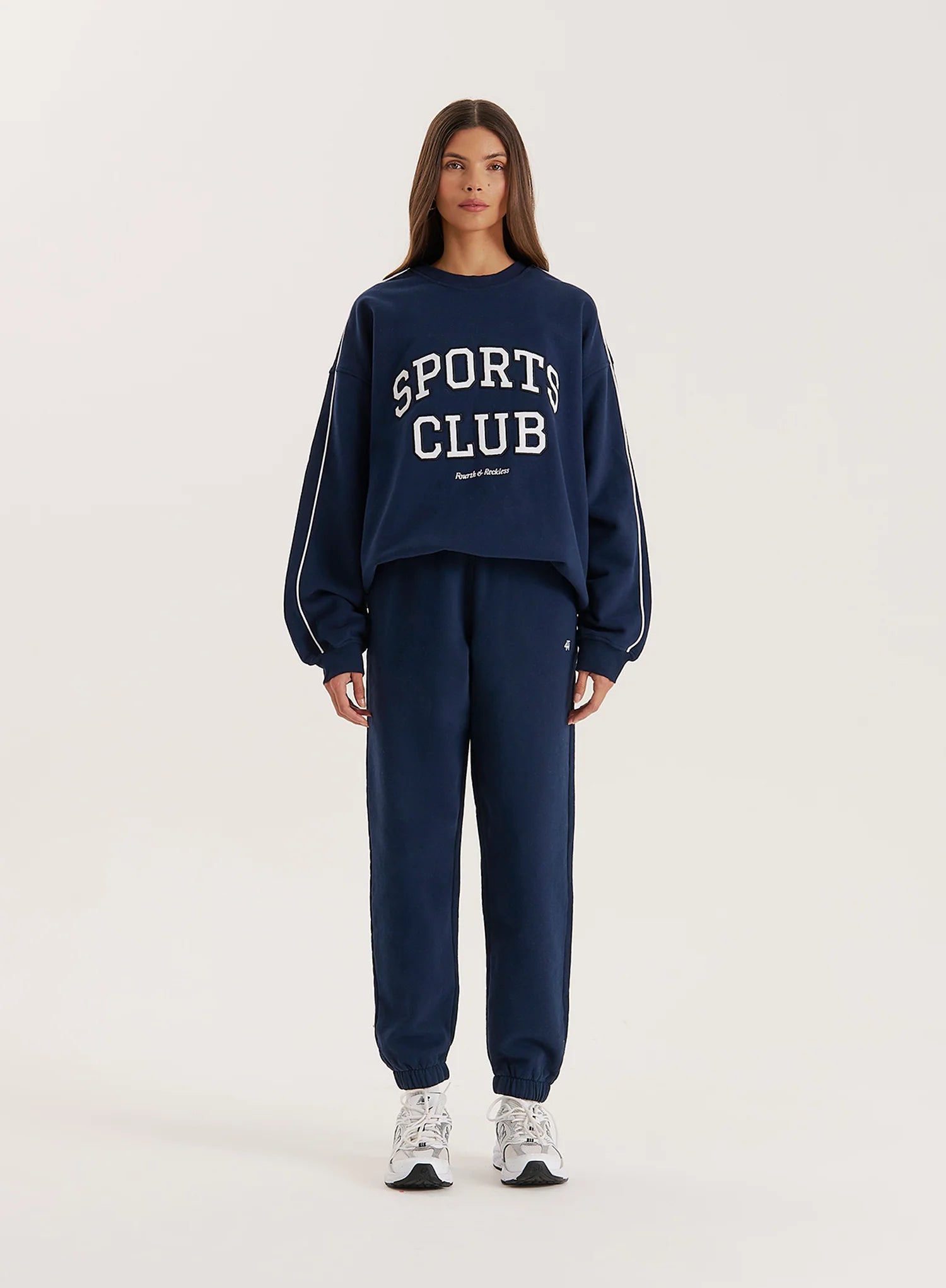 Navy Slogan Relaxed Oversized Sweatshirt