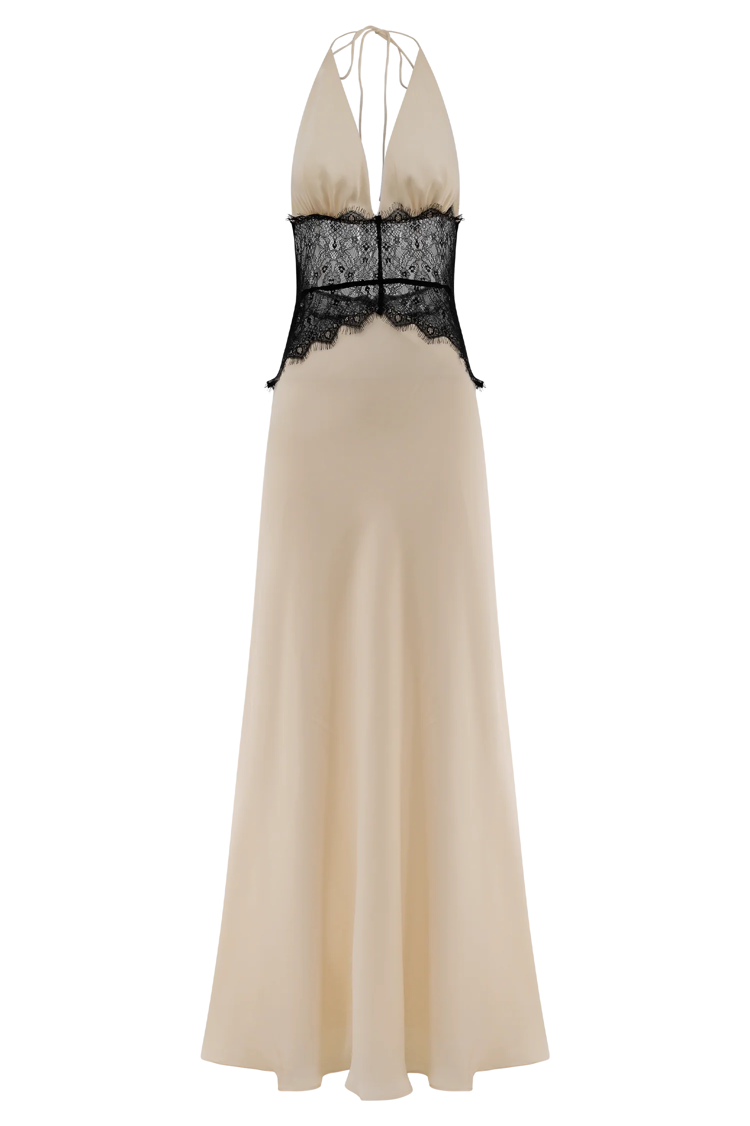 Dinah Lace And Satin Maxi Dress Black Ivory