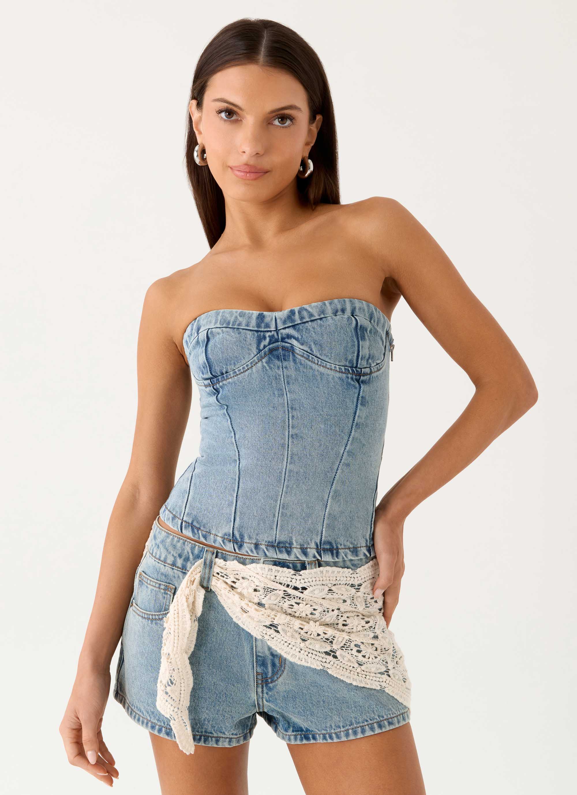 Vianna Denim Bustier Top True Denim