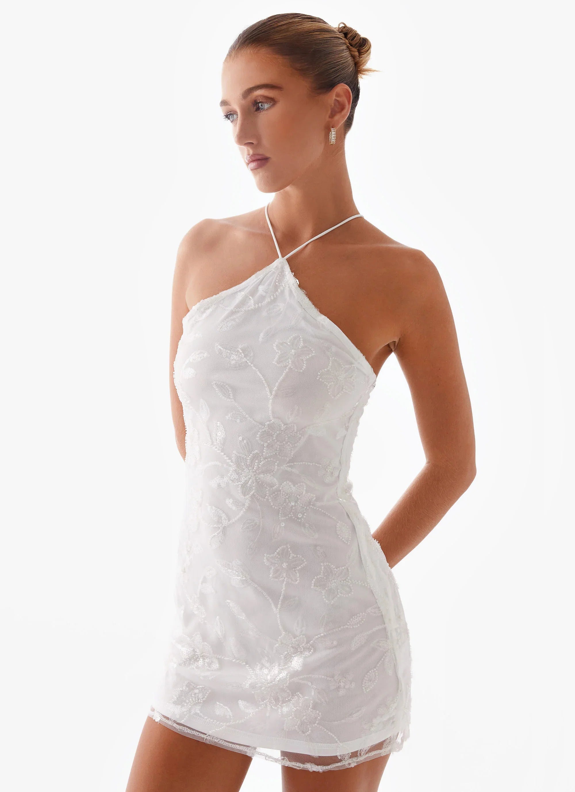 Rumi Beaded Mini Dress White