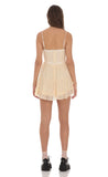 Embroidered Front Ties Dress in Cream