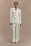 Penelope Pleated High Waisted Pants Ivory