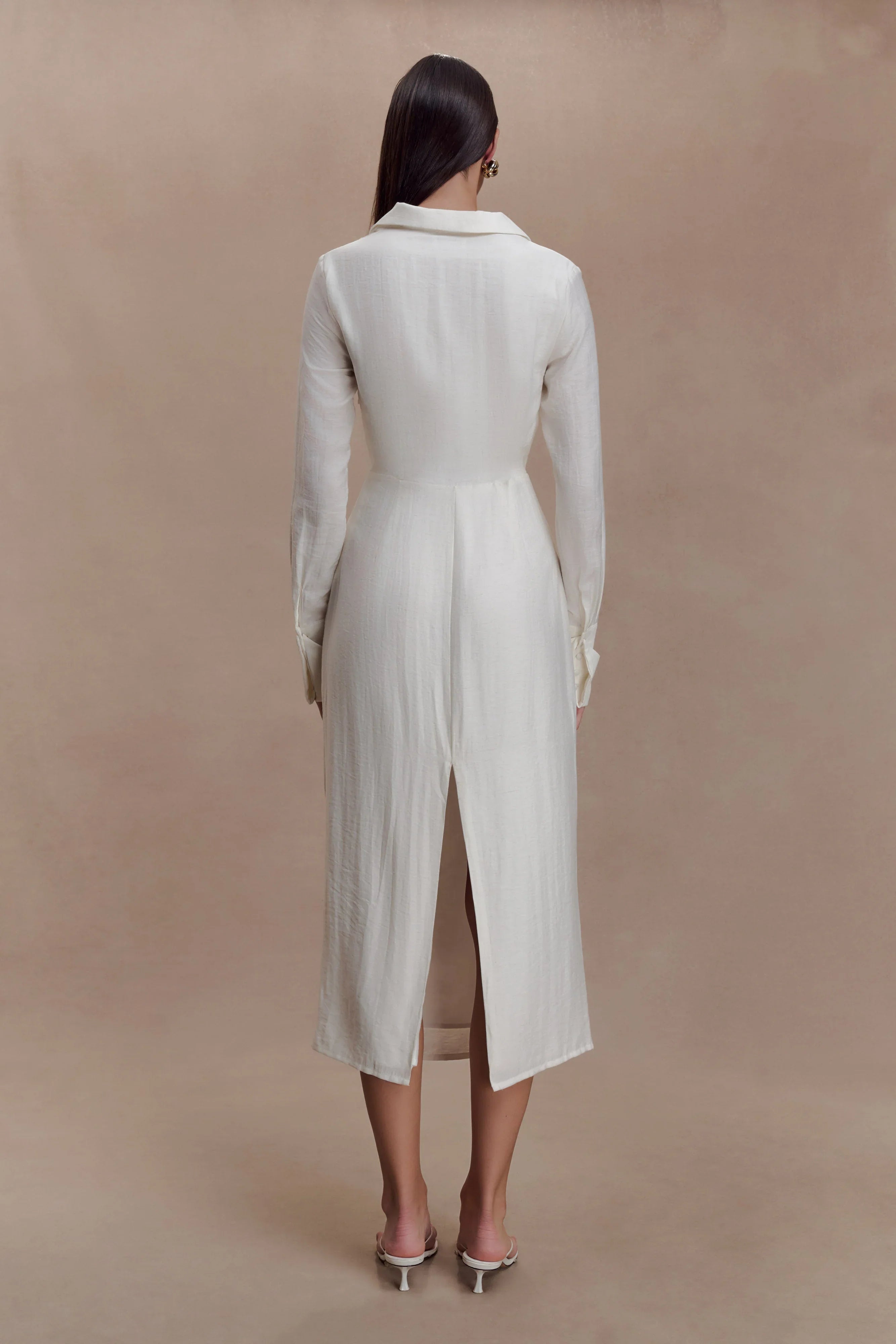 Cecilie Cut Out Shirt Midi Dress White