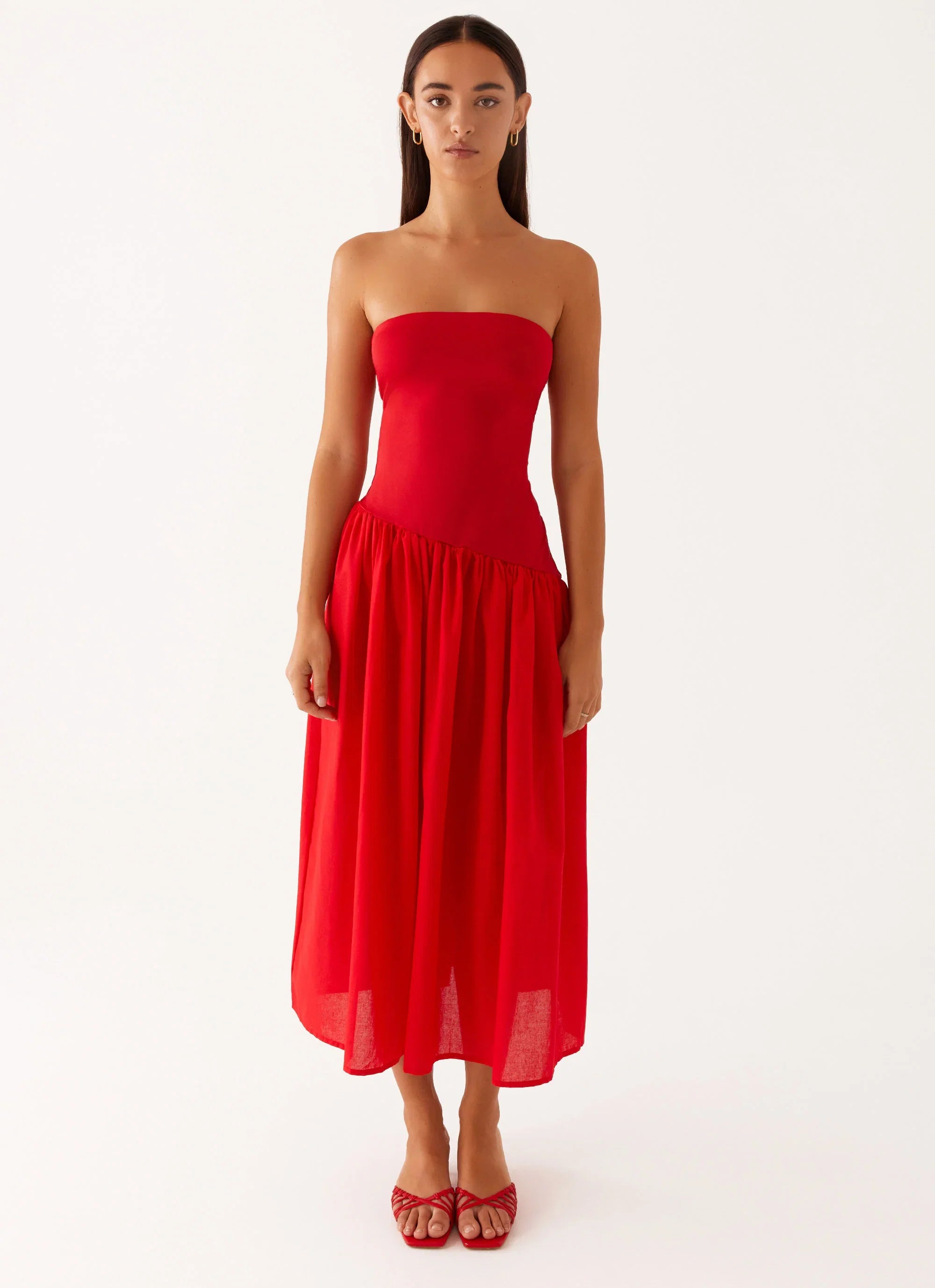 Domino Effect Midi Dress Red