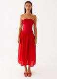 Domino Effect Midi Dress Red