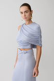 Adrienne One Shoulder Lurex Top Pastel Blue